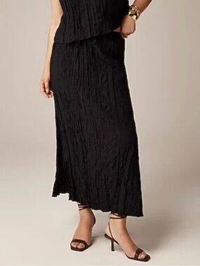 J.Crew Crinkled Drawstring Midi Skirt in Black | XL | NWT